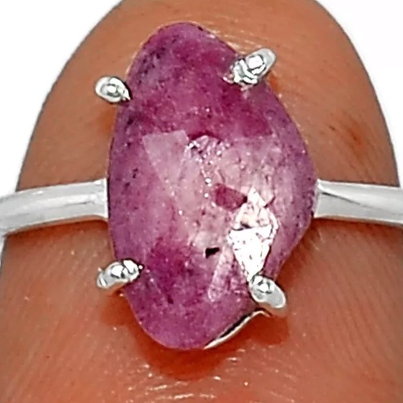 Genuine faceted pink sapphire sterling silver rings size 6.5 or 7.5 - Picture 4 of 4